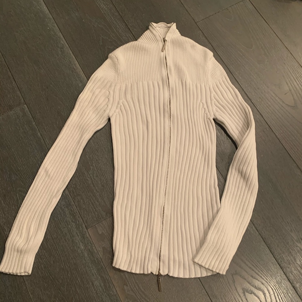 Armani Men’s Zip Up Sweater White